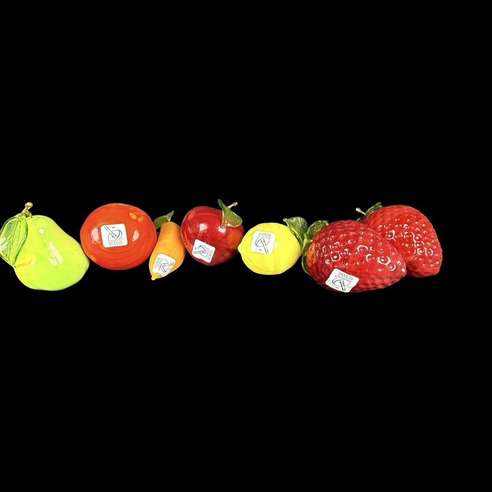 Ferro Lorenzo Murano Art Glass Fruit 7pc Lot Vetro Artistico 060 Italy